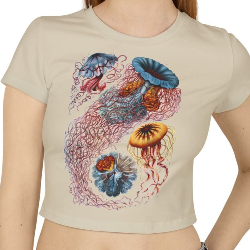 Discomedusa Jellyfish Baby Tee – Organic Cotton Ocean Shirt with Vintage Marine Graphic