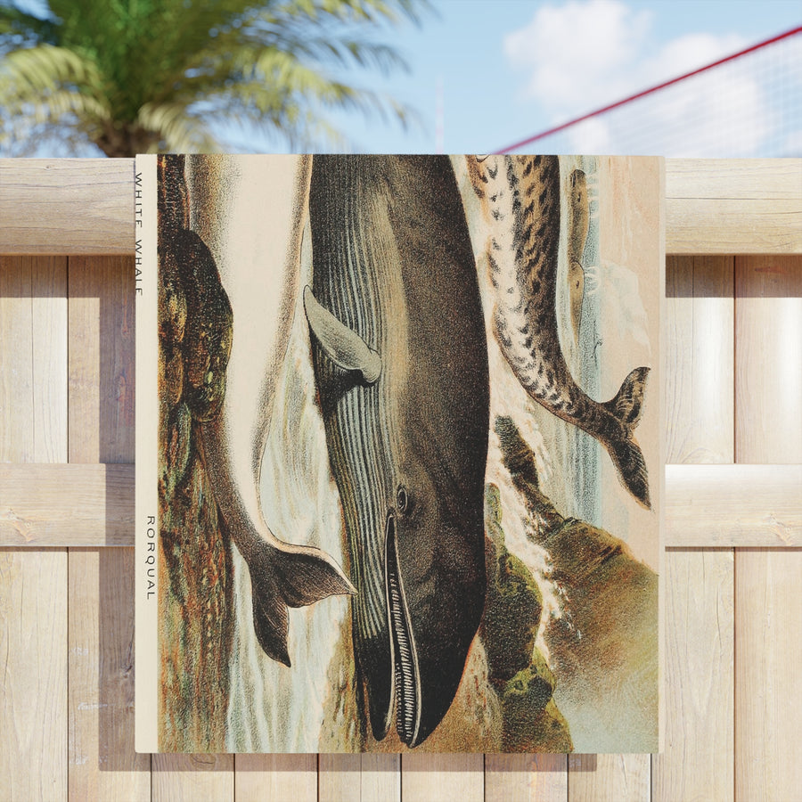 Narwhal, Beluga & Bowhead Whale Beach Towel – Vintage Arctic Whale Illustration