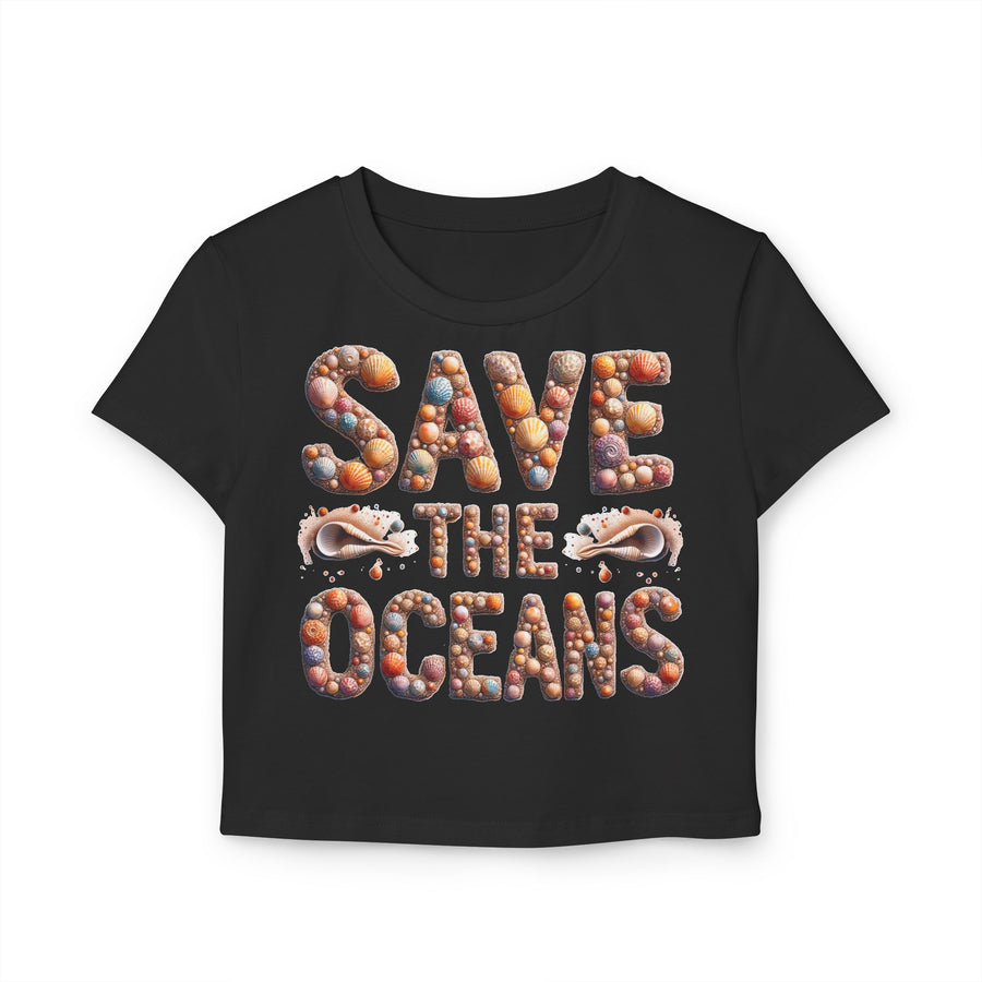 Save the Oceans Baby Tee – Seashell Alphabet Design on Organic Cotton