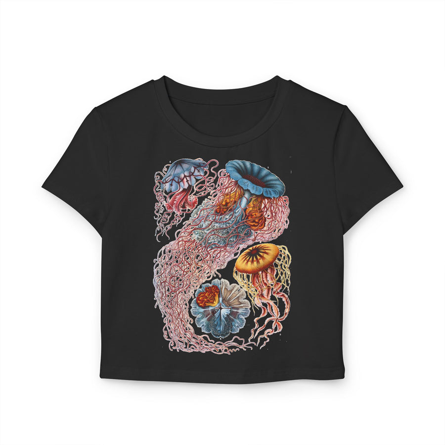 Discomedusa Jellyfish Baby Tee – Organic Cotton Ocean Shirt with Vintage Marine Graphic
