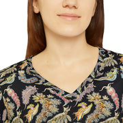 Nudibranch V-Neck Shirt – Haeckel 1899 Sea Slugs Pattern – Black Marine Biology Tee