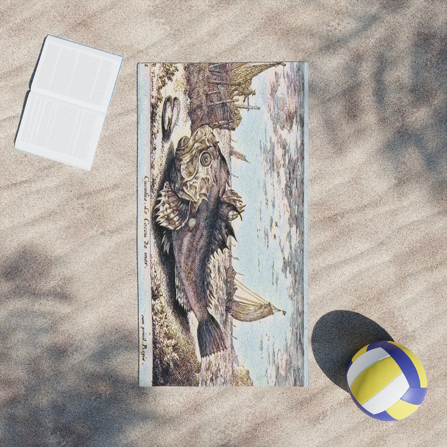 Gurnard Beach Towel – Vintage 1664 “Sea Cuckoo” Illustration by Albert Flamen