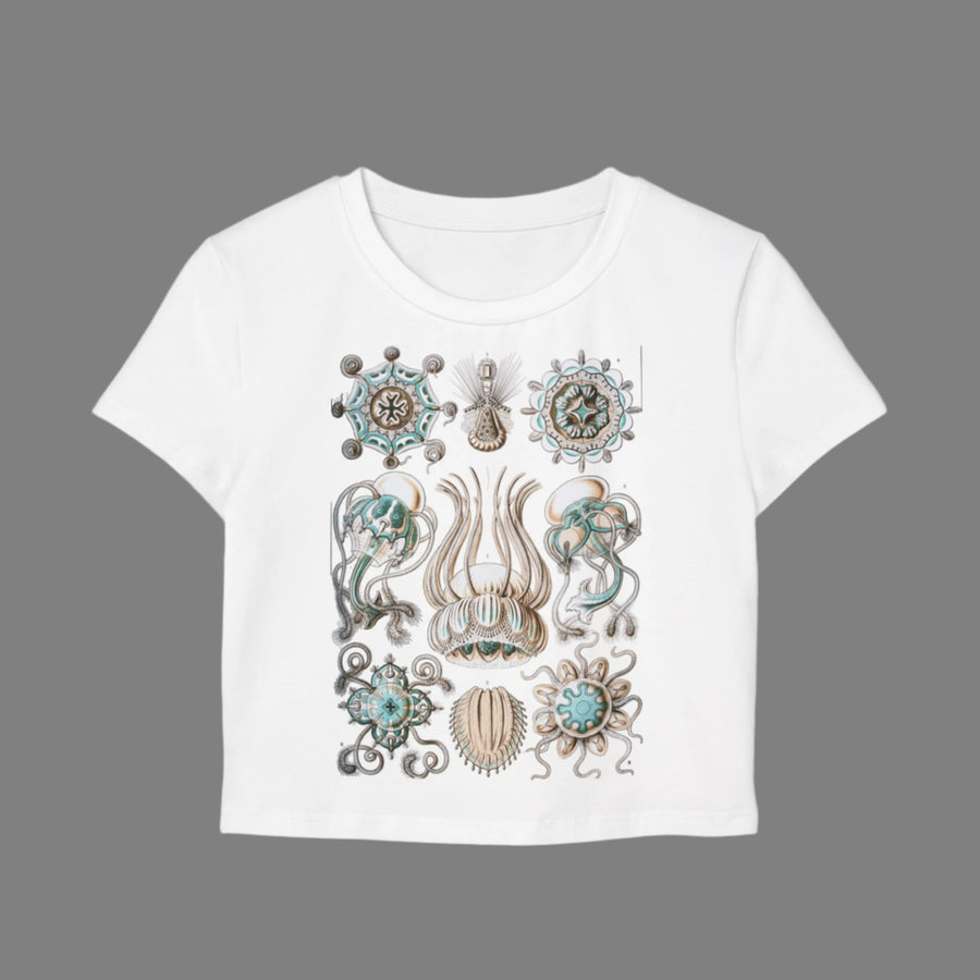 Cnidarians drawn by Haeckel on a WHITE Baby Tee T-Shirt
