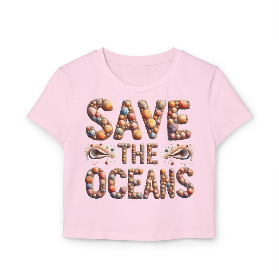 Save the Oceans Baby Tee – Seashell Alphabet Design on Organic Cotton
