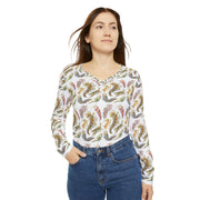 Nudibranch V-Neck Shirt – Haeckel 1899 Sea Slugs Pattern – Long Sleeve Tee