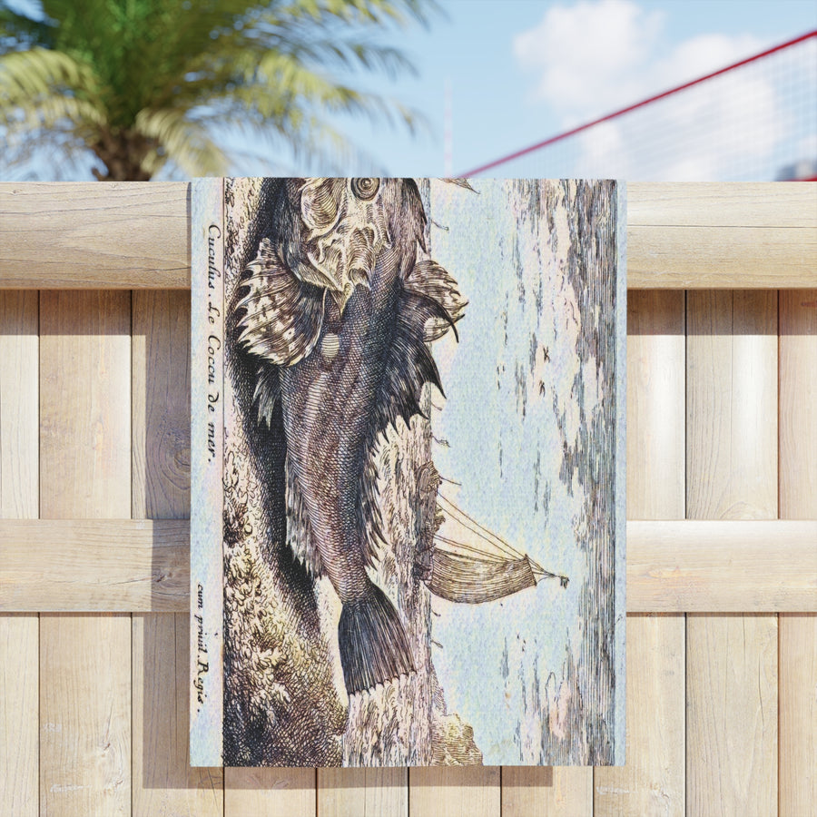 Gurnard Beach Towel – Vintage 1664 “Sea Cuckoo” Illustration by Albert Flamen