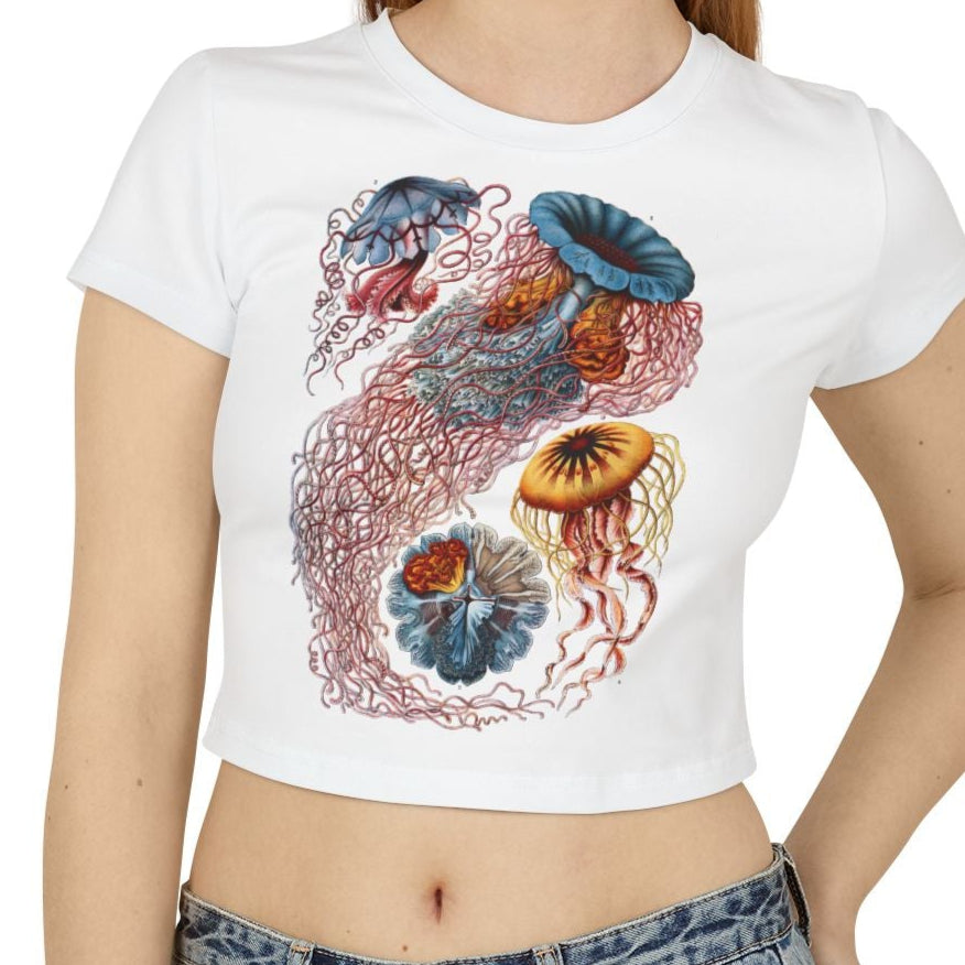 Discomedusa Jellyfish Baby Tee – Organic Cotton Ocean Shirt with Vintage Marine Graphic