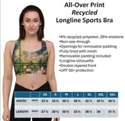 M.E. Bloch Sports Bra – Longline Compression Fit with Vintage Fish Pattern by Marcus Elieser Bloch