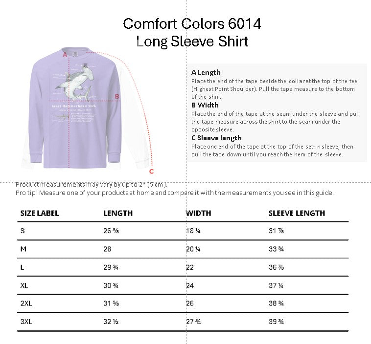 Hammerhead Shark Anatomy Long Sleeve Shirt – Comfort Colors 6014