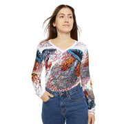 Discomedusa Jellyfish Long Sleeve V-Neck Tee – Ernst Haeckel All-Over Print