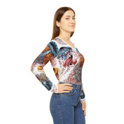 Discomedusa Jellyfish Long Sleeve V-Neck Tee – Ernst Haeckel All-Over Print