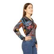 Discomedusa Jellyfish Long Sleeve V-Neck Tee – Ernst Haeckel All-Over Print