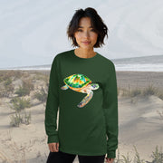 Beautiful Green Sea Turtle Long Sleeve T-Shirt – Classic Fit | Vibrant Ocean Conservation Art