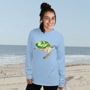 Beautiful Green Sea Turtle Long Sleeve T-Shirt – Classic Fit | Vibrant Ocean Conservation Art