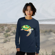 Beautiful Green Sea Turtle Long Sleeve T-Shirt – Classic Fit | Vibrant Ocean Conservation Art