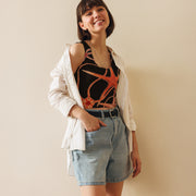 Orange Starfish Crop Top – Vintage Marine Biology Art by Prince Albert I