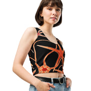 Orange Starfish Crop Top – Vintage Marine Biology Art by Prince Albert I