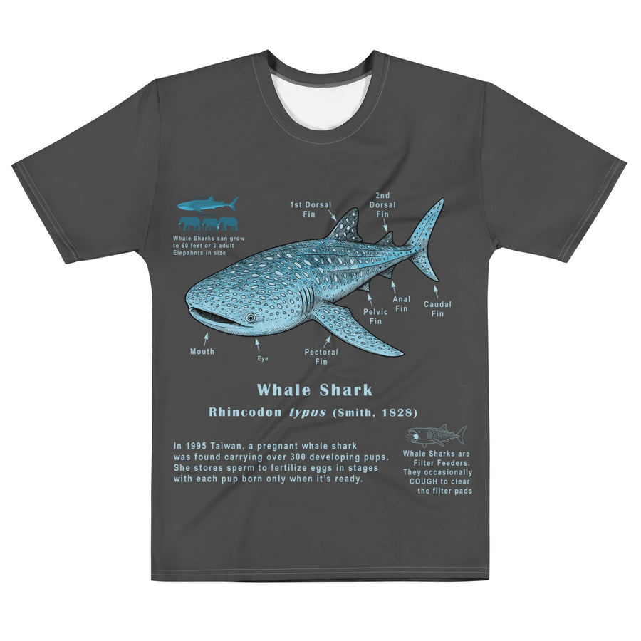 Men’s Cotton Whale Shark Anatomy T-Shirt – 96% Cotton All-Over Print