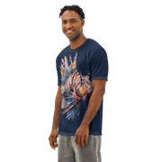 Men’s Cotton All-Over Print Lionfish T-Shirt – 96% Cotton Crew Neck