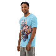 Men’s Cotton All-Over Print Lionfish T-Shirt – 96% Cotton Crew Neck