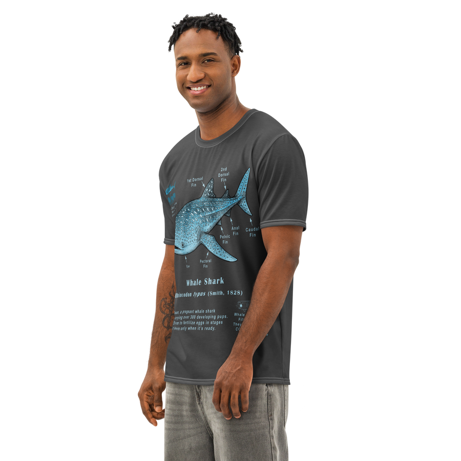 Men’s Cotton Whale Shark Anatomy T-Shirt – 96% Cotton All-Over Print