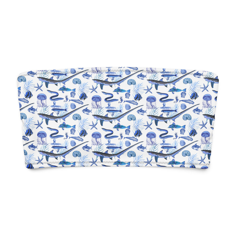 Millot Blue Fish Recycled Bandeau Bikini Top – 5 Color Options