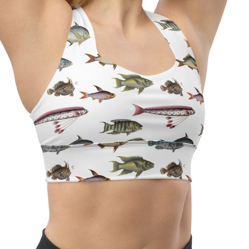 Marcus Bloch Fish Illustrations patterned sports bra