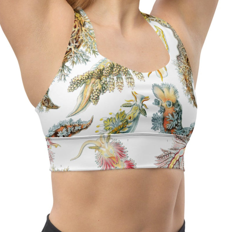 Haeckel's Nudibranch Sea Slug image on a one-piece sports bra