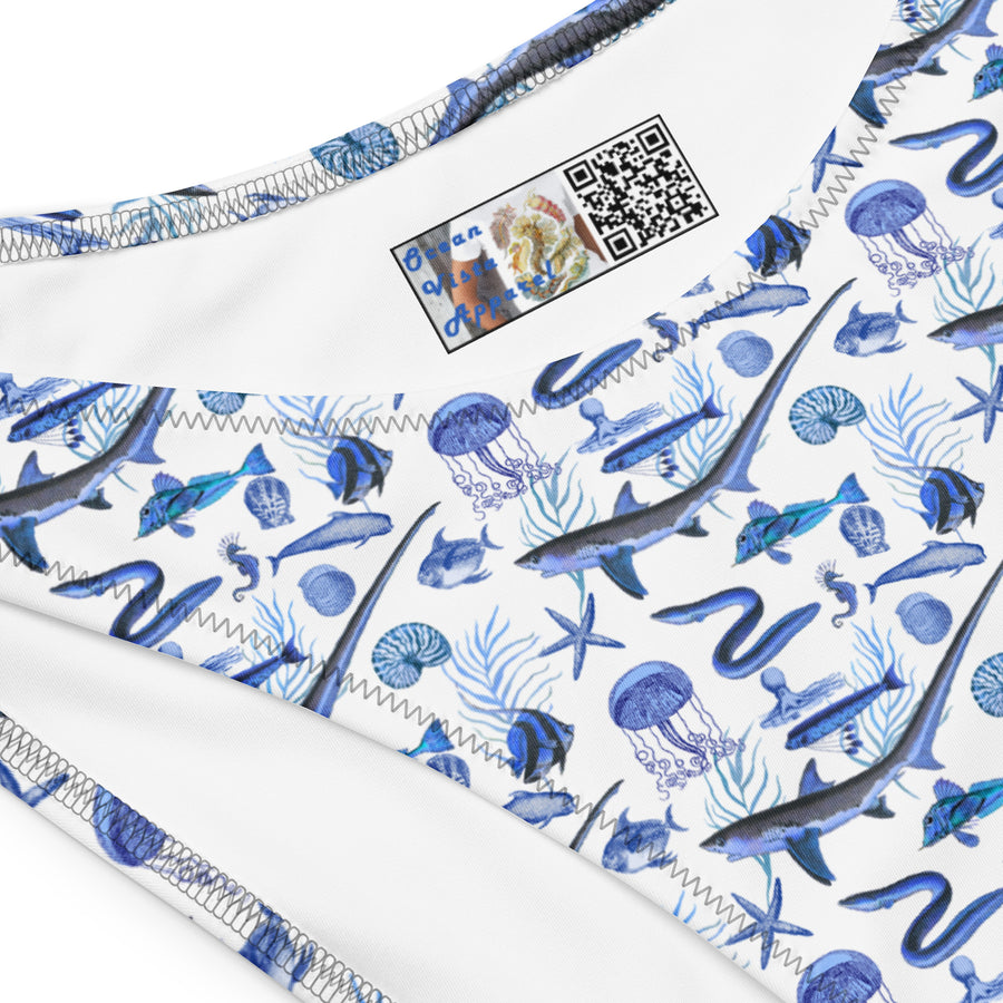 Blue Fish V-Cut Bikini Bottom – Millot Silhouette Art | Recycled Fabric