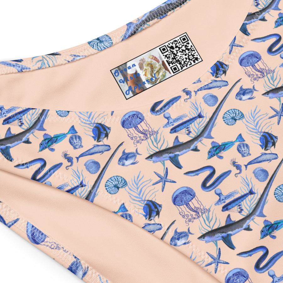 Blue Fish V-Cut Bikini Bottom – Millot Silhouette Art | Recycled Fabric