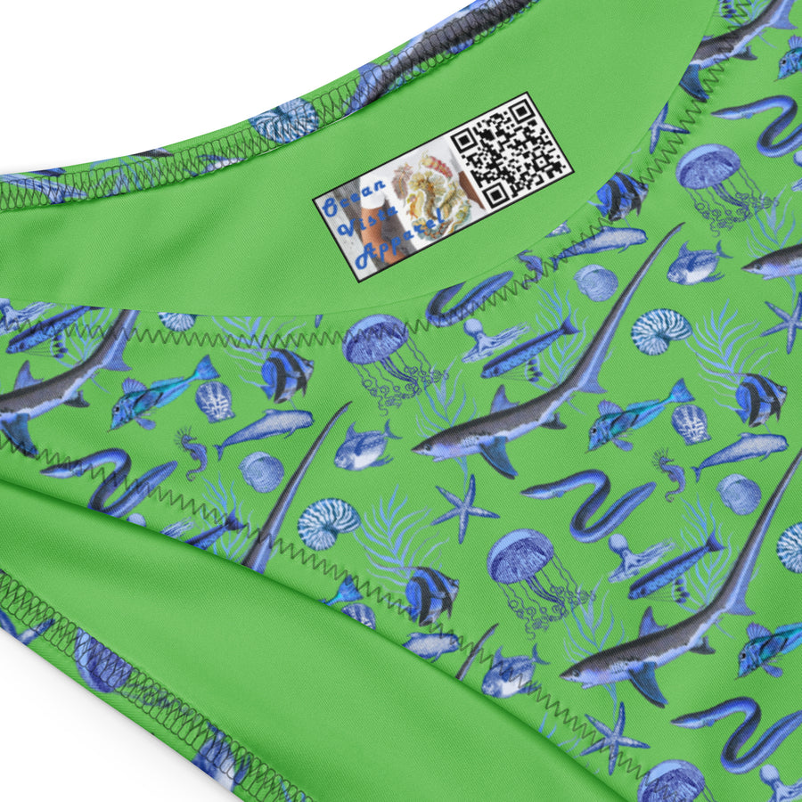 Blue Fish V-Cut Bikini Bottom – Millot Silhouette Art | Recycled Fabric