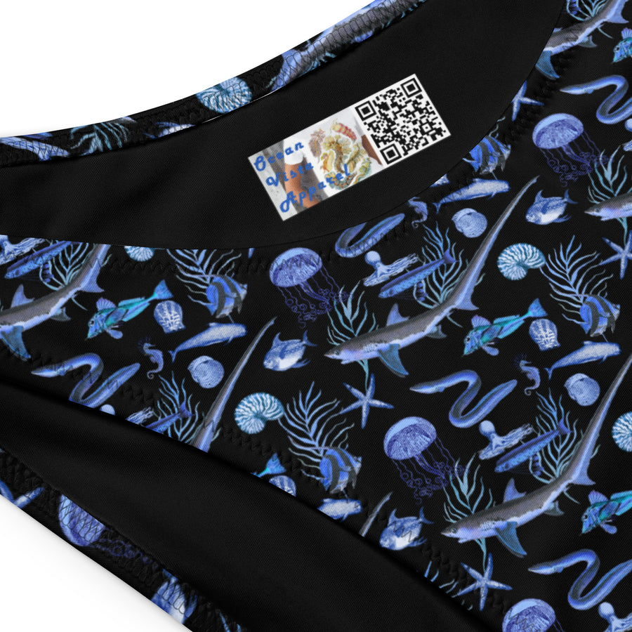 Blue Fish V-Cut Bikini Bottom – Millot Silhouette Art | Recycled Fabric