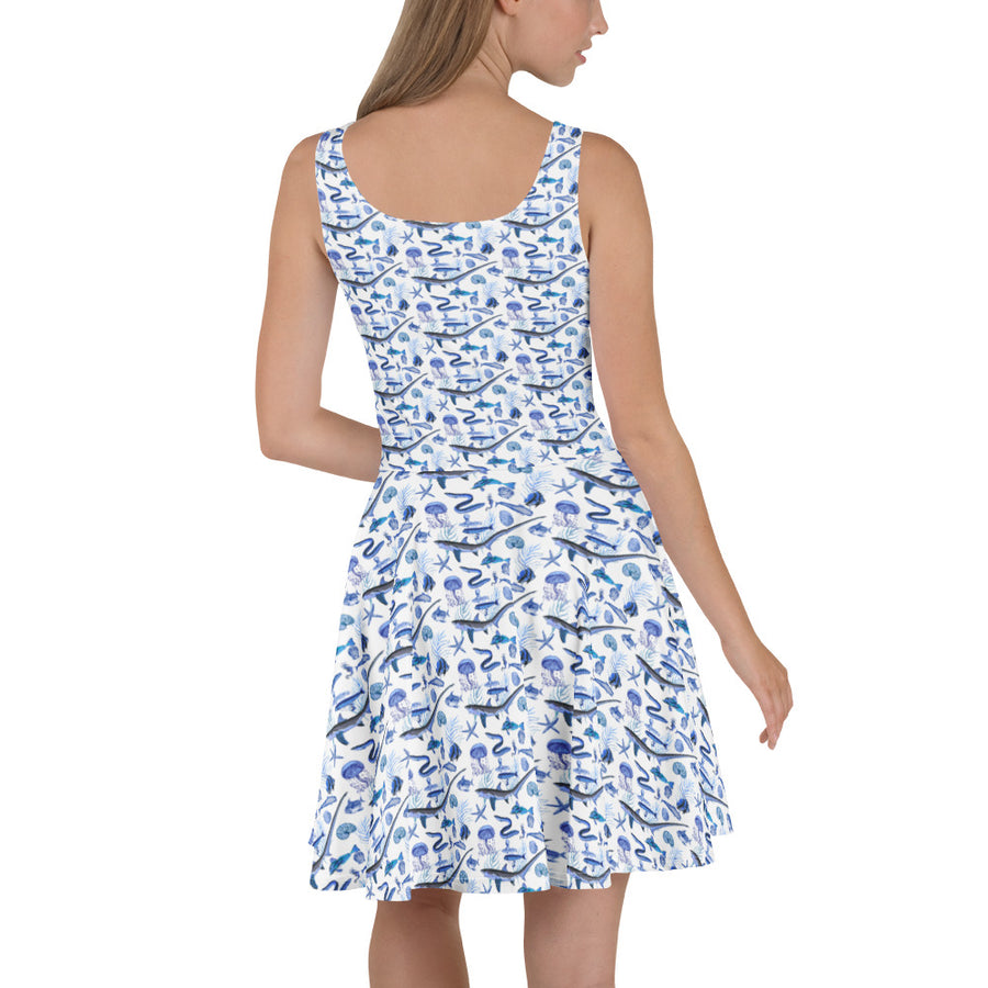 Millot Fish Silhouette Skater Dress – All-Over Print, 4 Color Options