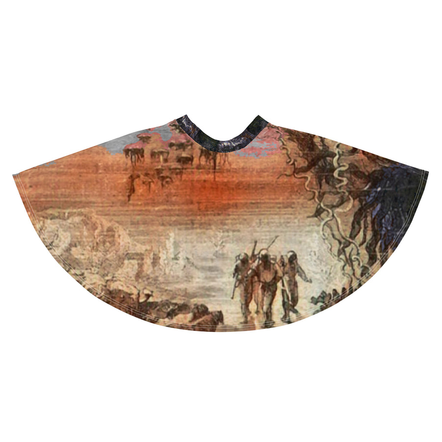 20,000 leagues under the sea artwork from the book on a skater skirt. Flat View. Image same on front and back.