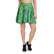 Millot Fish Collage Skater Skirt – Blue Silhouettes on 4 Backgrounds