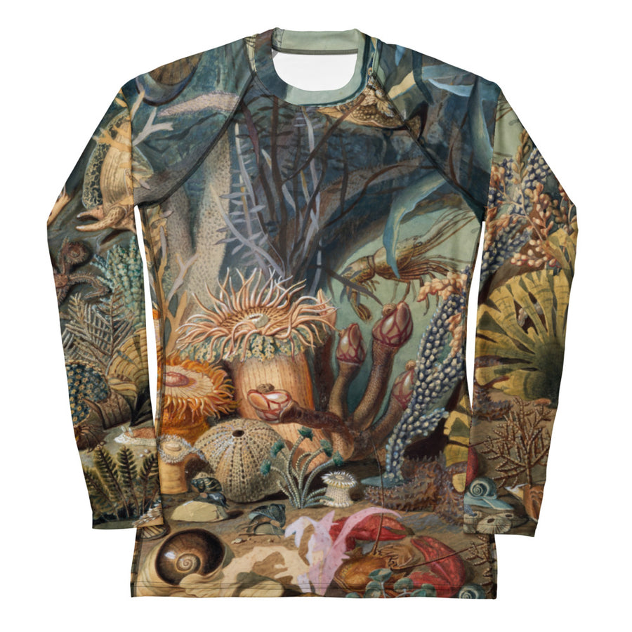 Ocean Life Women’s Long Sleeve Sun Shirt — Vintage Underwater Art | UPF 50+ Moisture-Wicking Rash Guard
