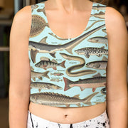 Ocean Fishes Crop Top - Vintage Scientific Print by Millot 