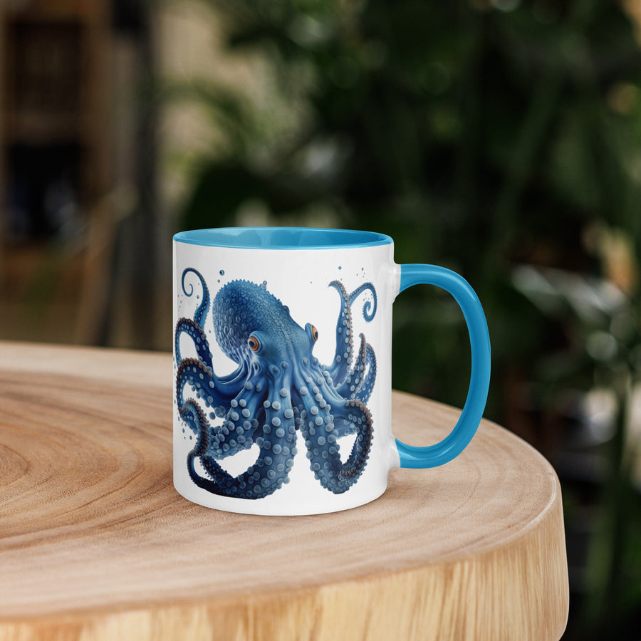Blue Octopus Mug with Blue Handle and Interior