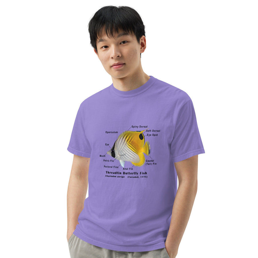 Threadfin Butterfly with Taxonomic Notations, Garment-dyed t-shirt, Marine Biology Tee Shirt, Gift for sea-life lovers