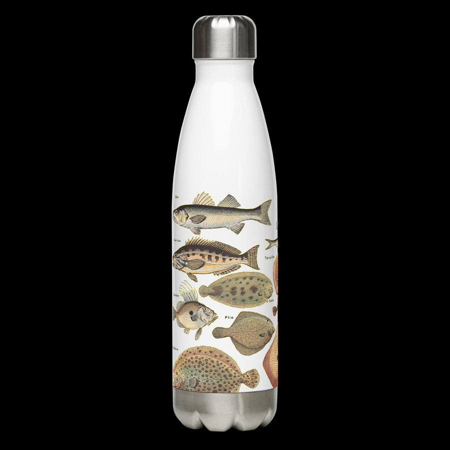 Ocean Fishes on a 17 ounce Stainless Steel Reusable Water Bottle. Gift for Him or gift for Her. Vintage "Poissons I" by Adolphe Millot