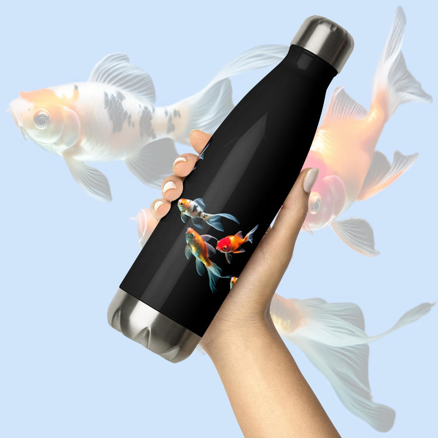 Colorful and relaxing Japanese Koi floating serenely on a 17 ounce Stainless Steel Reusable Water Bottle. Gift for Him or gift for Her.