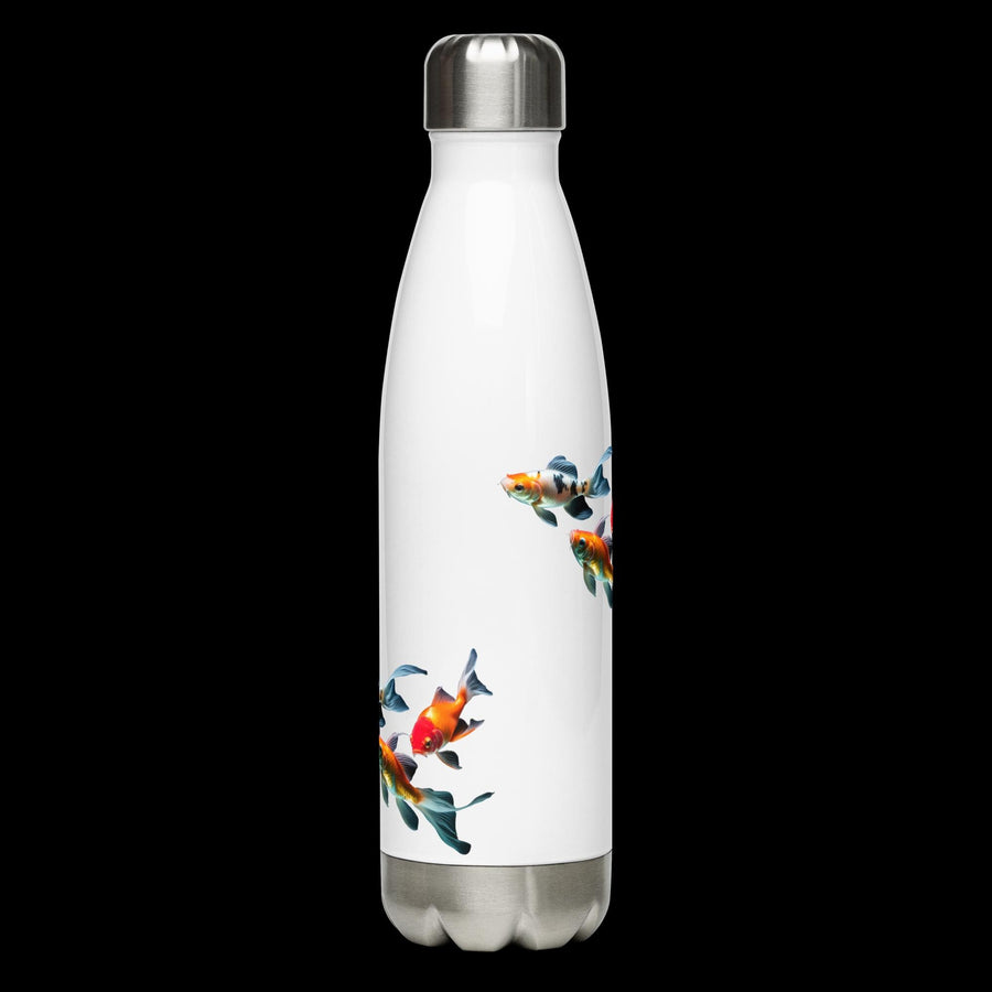 Colorful and relaxing Japanese Koi floating serenely on a 17 ounce Stainless Steel Reusable Water Bottle. Gift for Him or gift for Her.