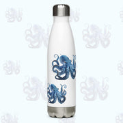 Beautiful Blue Octopus on a 17 ounce Stainless Steel Reusable Water Bottle. Gift for Him or gift for Her.