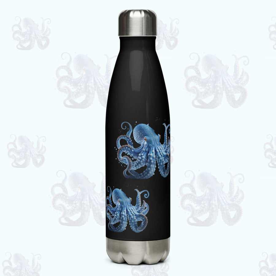 Beautiful Blue Octopus on a 17 ounce Stainless Steel Reusable Water Bottle. Gift for Him or gift for Her.