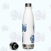 Beautiful Blue Octopus on a 17 ounce Stainless Steel Reusable Water Bottle. Gift for Him or gift for Her.