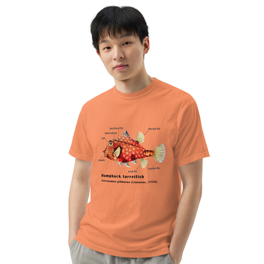 Camel Cowfish with Taxonomic Notations, Garment-dyed t-shirt, Marine Biology Tee Shirt, Gift for sea-life lovers