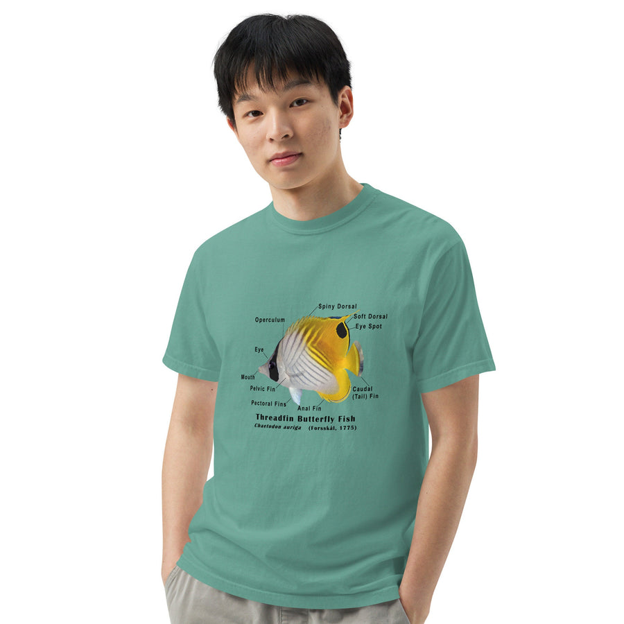 Threadfin Butterfly with Taxonomic Notations, Garment-dyed t-shirt, Marine Biology Tee Shirt, Gift for sea-life lovers