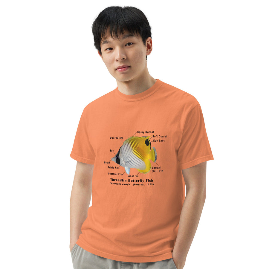 Threadfin Butterfly with Taxonomic Notations, Garment-dyed t-shirt, Marine Biology Tee Shirt, Gift for sea-life lovers