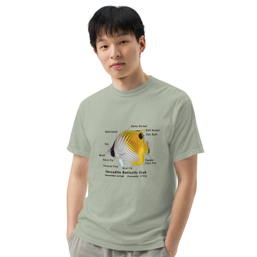 Threadfin Butterfly with Taxonomic Notations, Garment-dyed t-shirt, Marine Biology Tee Shirt, Gift for sea-life lovers