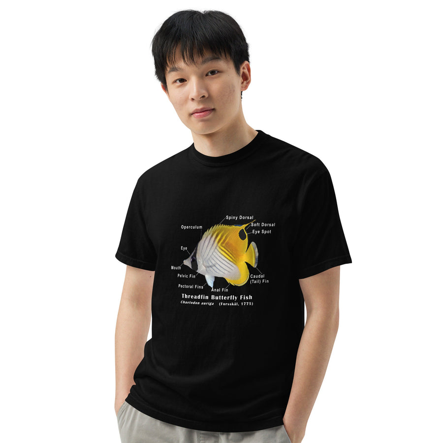 Threadfin Butterfly with Taxonomic Notations, Garment-dyed t-shirt, Marine Biology Tee Shirt, Gift for sea-life lovers